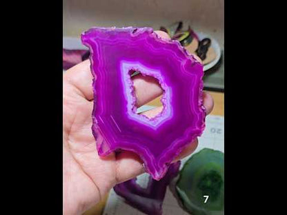 #7 Large Druzy Window Agate Slice (dyed)