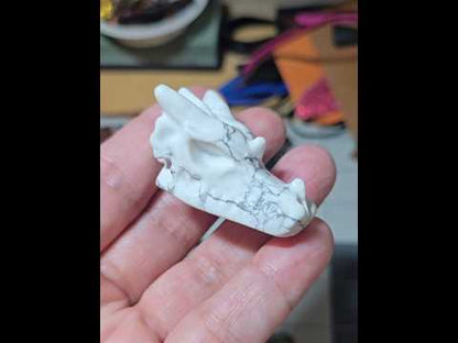 White Howlite Dragon Head Carving