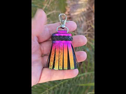 Rainbow Metallic and Black Leather Tassel
