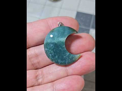 Moss Agate Moon Pendant
