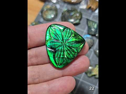 #22 Carved Lotus Labradorite Cabochon