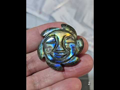 #2 Carved Sun Labradorite Cabochon