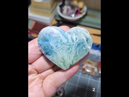 #2 Feather Fluorite Carved Heart