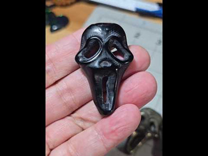 Black Obsidian Silent Scream Face Carving