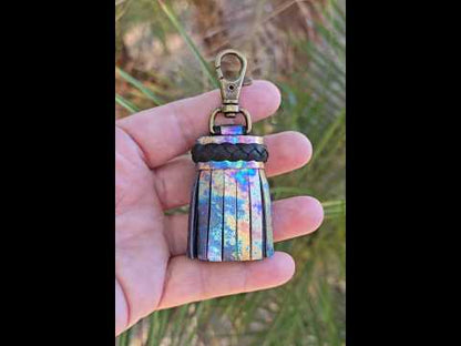 Metallic Rainbow Gasoline and Black Leather Tassel