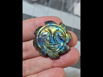 #7 Carved Sun Labradorite Cabochon