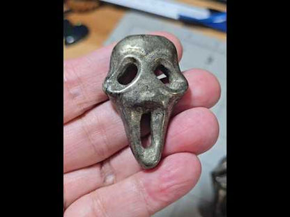 Gold Pyrite Silent Scream Face Carving