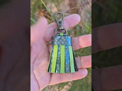 Metallic Snakeskin and Pearlized Lime Green Leather Tassel