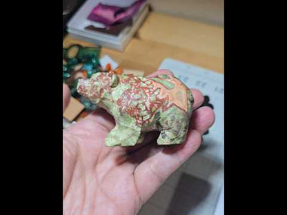 Money Agate Bear Carving