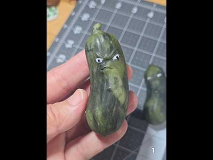 #1 Green Jade Grumpy Cucumber Carving