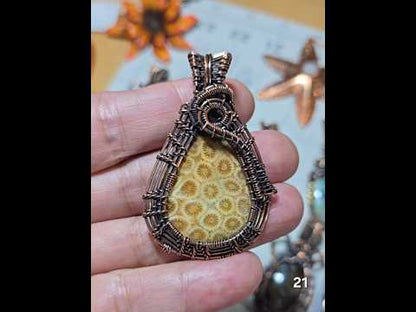 #21 Fossil Coral Wire-wrapped Pendant