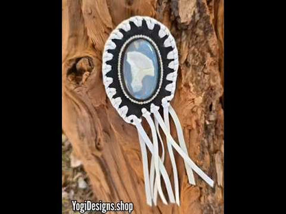 White Onyx Druzy Fringe Leather Bolo