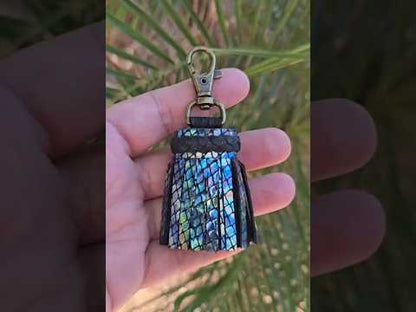 Cracked Metallic Rainbow Leather Tassel