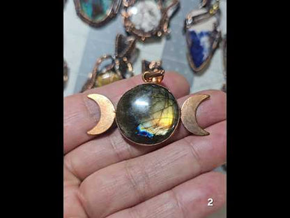 #2 Copper Moon Phase Labradorite Pendant