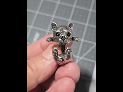 S925 French Bulldog Ring