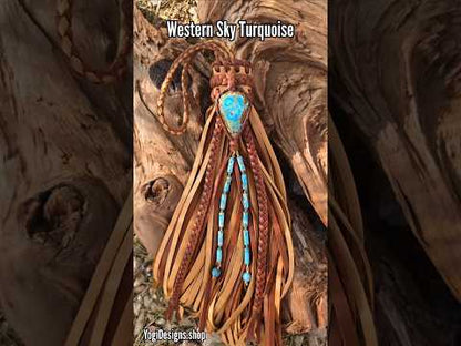 12" Western Sky Turquoise Leather Tassel