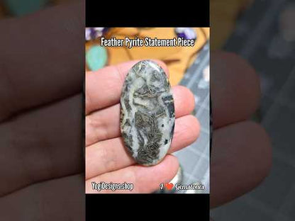 #2 Feather Pyrite Statement Cabochon
