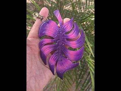Purple Monstera Leaf Leather Charm