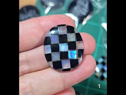 #1 Checkered Rainbow Moonstone & Onyx
