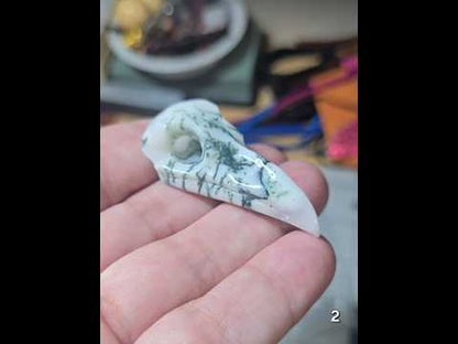 #2 Moss Agate Raven Skull