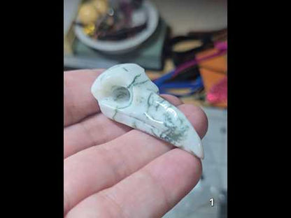 #1 Moss Agate Raven Skull