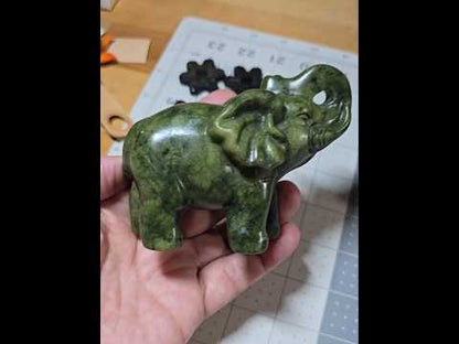 Serpentine Jade Elephant Carving