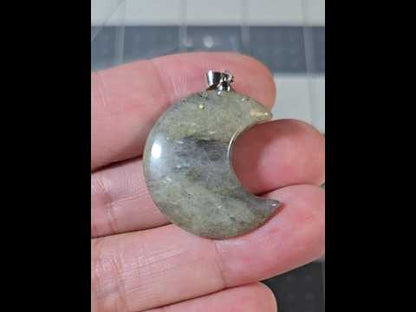 Labradorite Moon Pendant