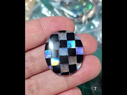 #7 Checkered Rainbow Moonstone & Onyx