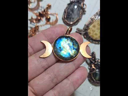 #5 Copper Moon Phase Labradorite Pendant