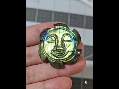 #6 Carved Sun Labradorite Cabochon