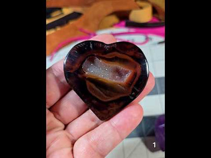 #1 Sardonyx Druzy Heart