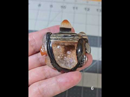 #6 Carnelian Druzy Turtle Carving