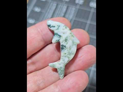 Tree Agate Dolphin Carving