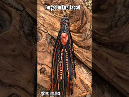 13" Forged in Fire clip-on Leather Tassel