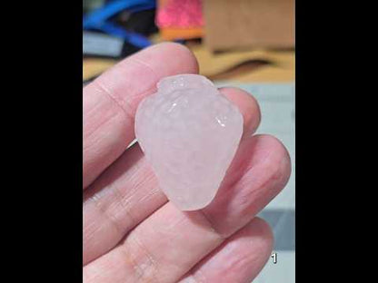 #1 Rose Quartz Strawberry Carving