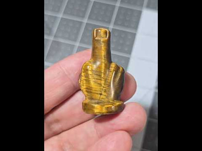 #2 - 1.5" Tiger Eye Middle Finger Gesture