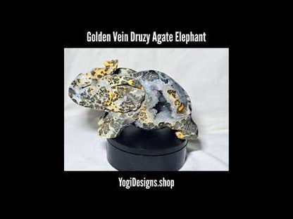 Golden Vein Druzy Agate Elephant