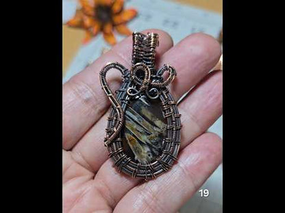 #19 Plume Agate Wire-wrapped Pendant