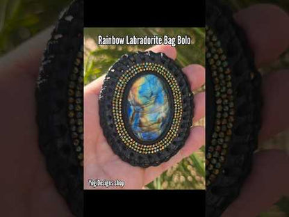 Rainbow Labradorite Leather Bag Bolo