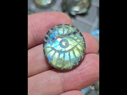 #16 Carved Evil Eye Labradorite Cabochon