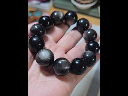 20mm Silver Sheen Obsidian Bracelet