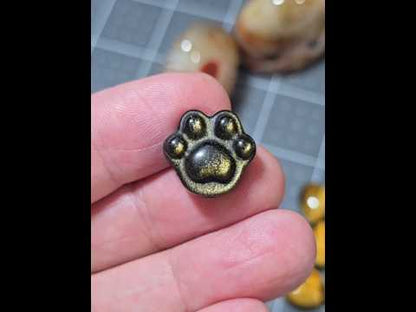 Carved Golden Sheen Obsidian Paw Beads