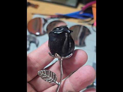 #2 Black Obsidian Rose w/Stem