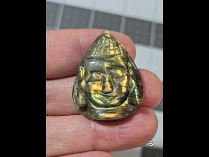 #5 Carved Budda Labradorite Cabochon