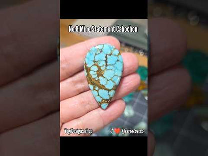 American No. 8 Mine Turquoise Teardrop Statement Cabochon