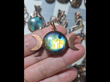 #3 Copper Moon Phase Labradorite Pendant