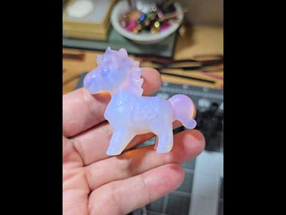 Pink Opalite Pony Carving