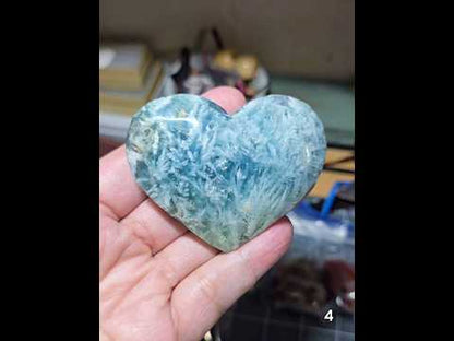 #4 Feather Fluorite Carved Heart