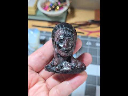 Garnet Indian Head Carving