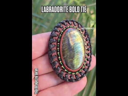 Leather Labradorite Bolo Tie